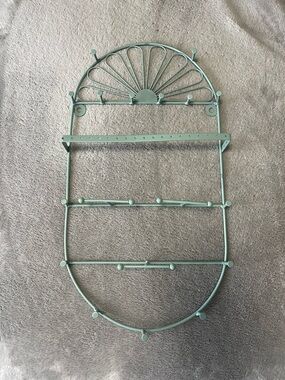 Metal Wall Jewelry Organizer in Mint Green
